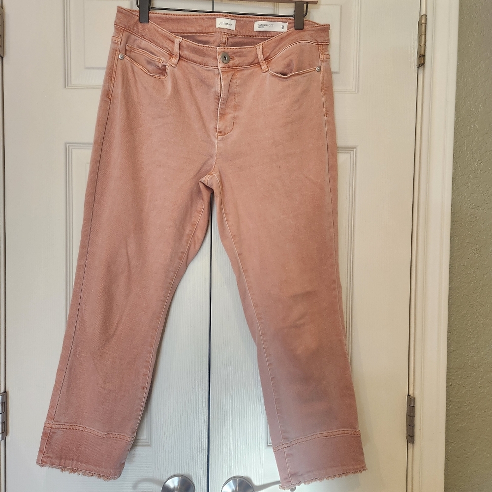 J.JILL High Rise Authentic  Fit Cropped‎ Rust Orange Jeans Size 8